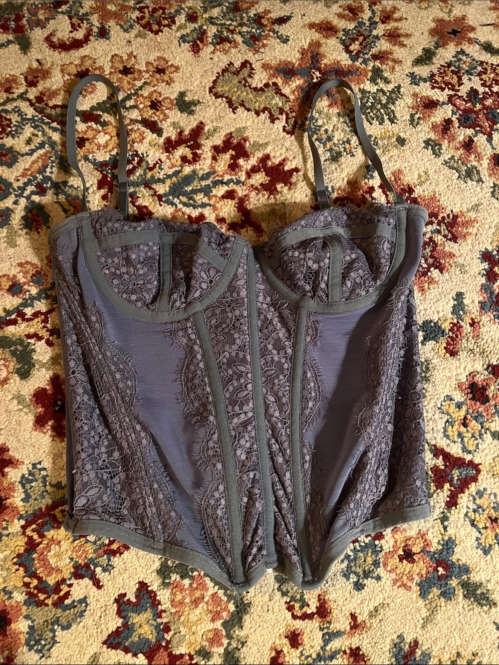 Urban Outfitters Blue Lace Bustier Corset Top